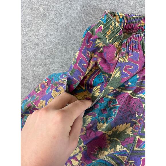 VINTAGE 90s Shorts Womens Large Pink Floral Pull On Relaxed Summer Beach Hippie - Picture 4 of 5
